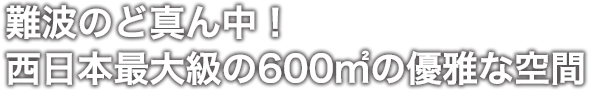 難波のど真ん中！西日本最大級の600㎡の優雅な空間